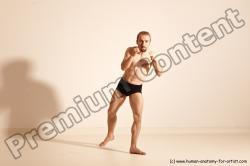 Underwear Martial art Man White Moving poses Slim Short Blond Dynamic poses Academic